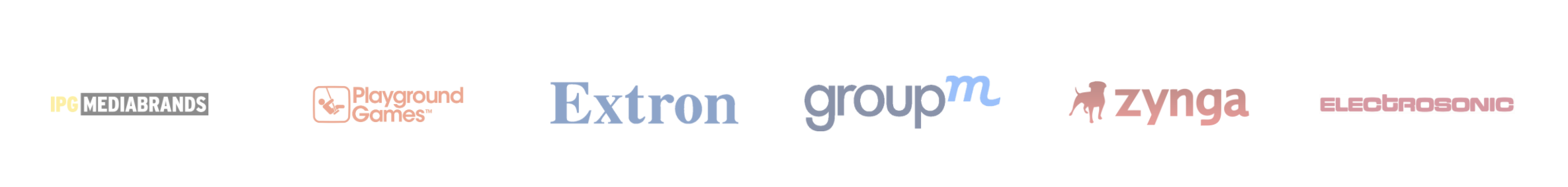 List of clients including IPG Mediabrands Playground Games Zynga Electrosonic